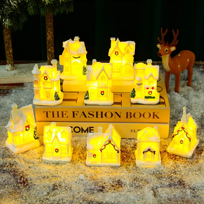 Christmas Decorative Lights, Resin Small House Lights, Holiday Decorative Ornaments, Christmas Decorative Ornament Lights, Christmas Gift, 5 Styles (Collectible Buildings & Accessories) House Of Avana