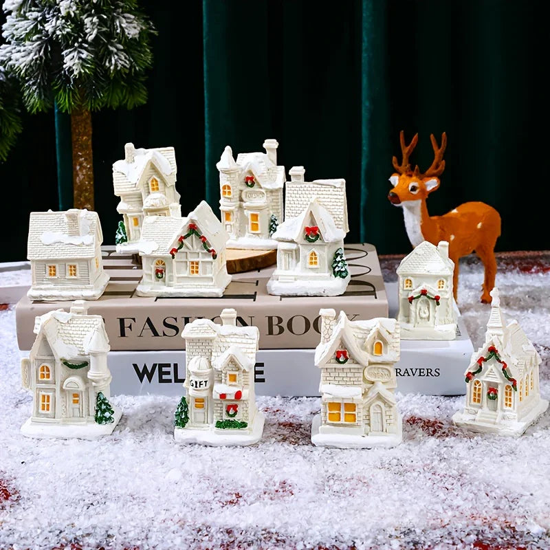 Christmas Decorative Lights, Resin Small House Lights, Holiday Decorative Ornaments, Christmas Decorative Ornament Lights, Christmas Gift, 5 Styles (Collectible Buildings & Accessories) House Of Avana