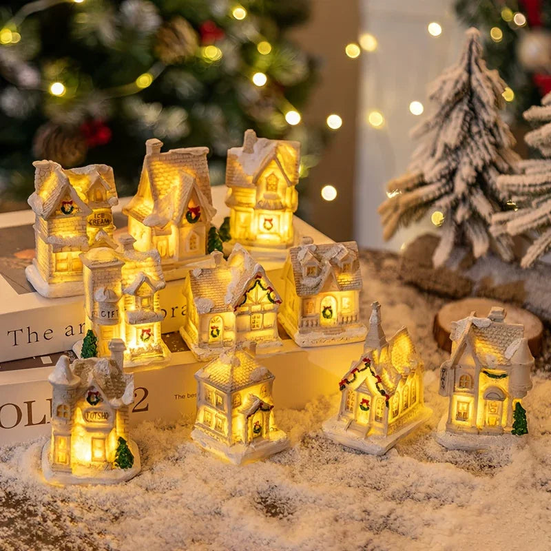 Christmas Decorative Lights, Resin Small House Lights, Holiday Decorative Ornaments, Christmas Decorative Ornament Lights, Christmas Gift, 5 Styles (Collectible Buildings & Accessories) House Of Avana