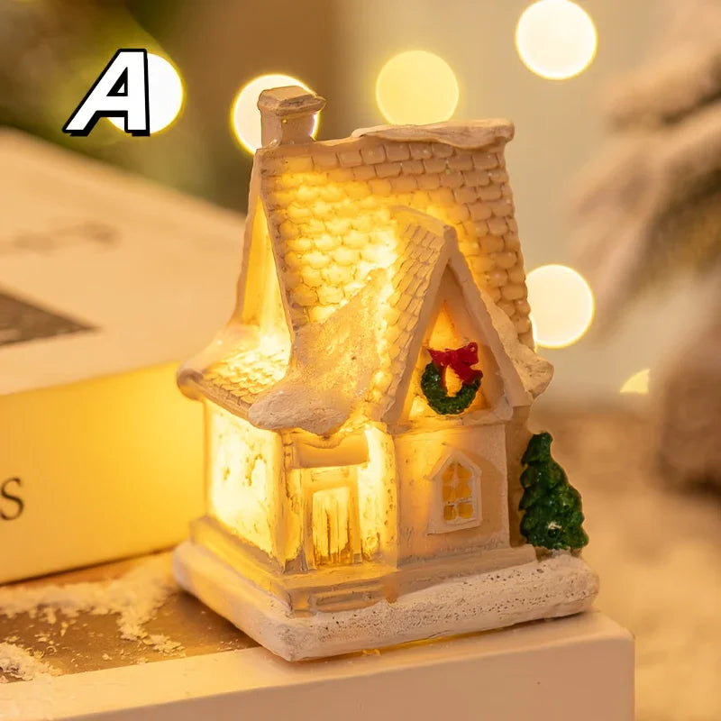 Christmas Decorative Lights, Resin Small House Lights, Holiday Decorative Ornaments, Christmas Decorative Ornament Lights, Christmas Gift, 5 Styles (Collectible Buildings & Accessories) House Of Avana [[SKU:HOA-SCU-483-A]]