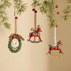 3pcs 3D Resin Christmas Tree Ornaments - Vintage Bell & Wreath Hanging Decorations, No Electricity Needed, Durable Plastic Holiday Gifts for Indoor/Outdoor Trees, Classic Style for Holiday Atmosphere, Christmas Tree Decoratio House Of Avana