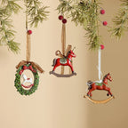 3pcs 3D Resin Christmas Tree Ornaments - Vintage Bell & Wreath Hanging Decorations, No Electricity Needed, Durable Plastic Holiday Gifts for Indoor/Outdoor Trees, Classic Style for Holiday Atmosphere, Christmas Tree Decoratio House Of Avana [[SKU:HOA-SCU-484]]