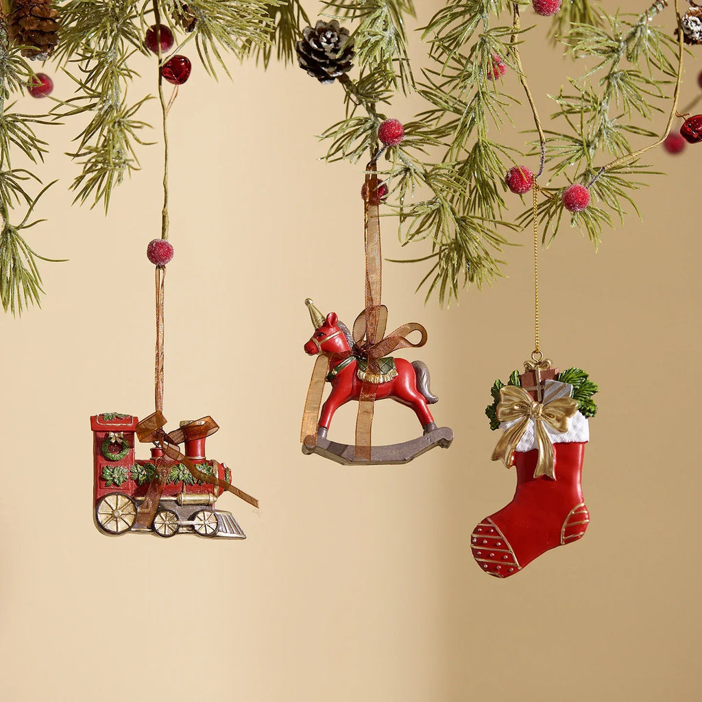 3pcs 3D Resin Christmas Tree Ornaments - Vintage Bell & Wreath Hanging Decorations, No Electricity Needed, Durable Plastic Holiday Gifts for Indoor/Outdoor Trees, Classic Style for Holiday Atmosphere, Christmas Tree Decoratio House Of Avana