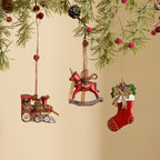 3pcs 3D Resin Christmas Tree Ornaments - Vintage Bell & Wreath Hanging Decorations, No Electricity Needed, Durable Plastic Holiday Gifts for Indoor/Outdoor Trees, Classic Style for Holiday Atmosphere, Christmas Tree Decoratio House Of Avana