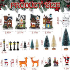 31pcs Lighted Christmas Village Figurine Set with Snowy Houses, Trees & Santa - Battery-Powered (AA Batteries Not Included) Resin/Metal/Vinyl Xmas Town Scene with Warm White Lights, Snowy Roof & Ground Decorations for Indoor/ House Of Avana [[SKU:HOA-XMS-047]]