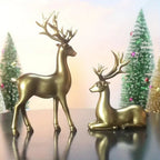 2pcs Black & Golden Deer Figurines - Elegant Standing Deer Statues with Antlers, Durable Plastic Christmas Decor for Home, Office, Living Room House Of Avana [[SKU:HOA-SCU-210]]