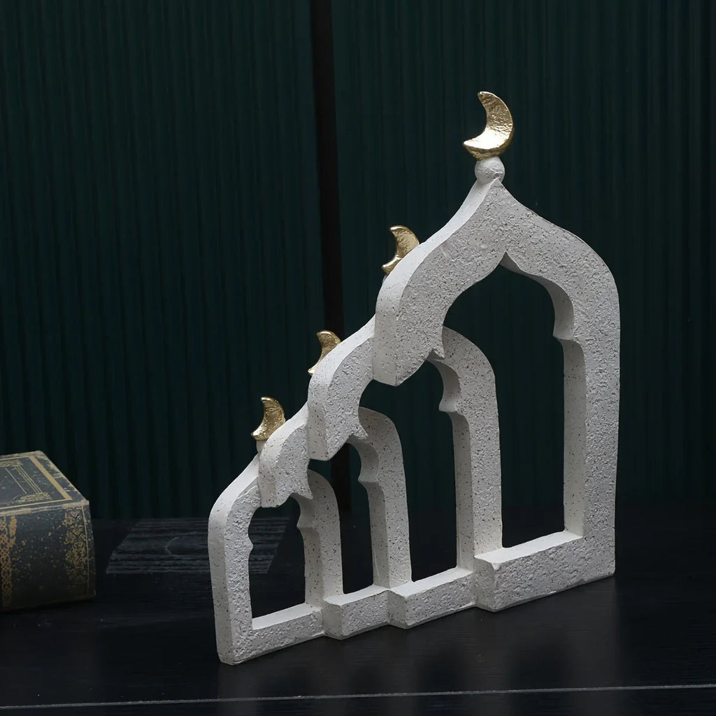 1pc Islamic Middle Eastern Architectural Ornament - Ramadan & Eid al-Fitr Decoration, Hand-Like Resin Miniature Dome & Minaret for, Tabletop, Shelf - Arabic Calligraphy-Inspired Cultural Accent Piece (Compatible with Islamic House Of Avana [[SKU:HOA-SCU-193]]