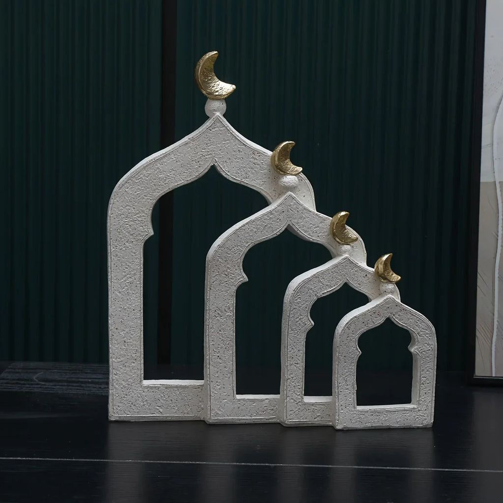 1pc Islamic Middle Eastern Architectural Ornament - Ramadan & Eid al-Fitr Decoration, Hand-Like Resin Miniature Dome & Minaret for, Tabletop, Shelf - Arabic Calligraphy-Inspired Cultural Accent Piece (Compatible with Islamic House Of Avana