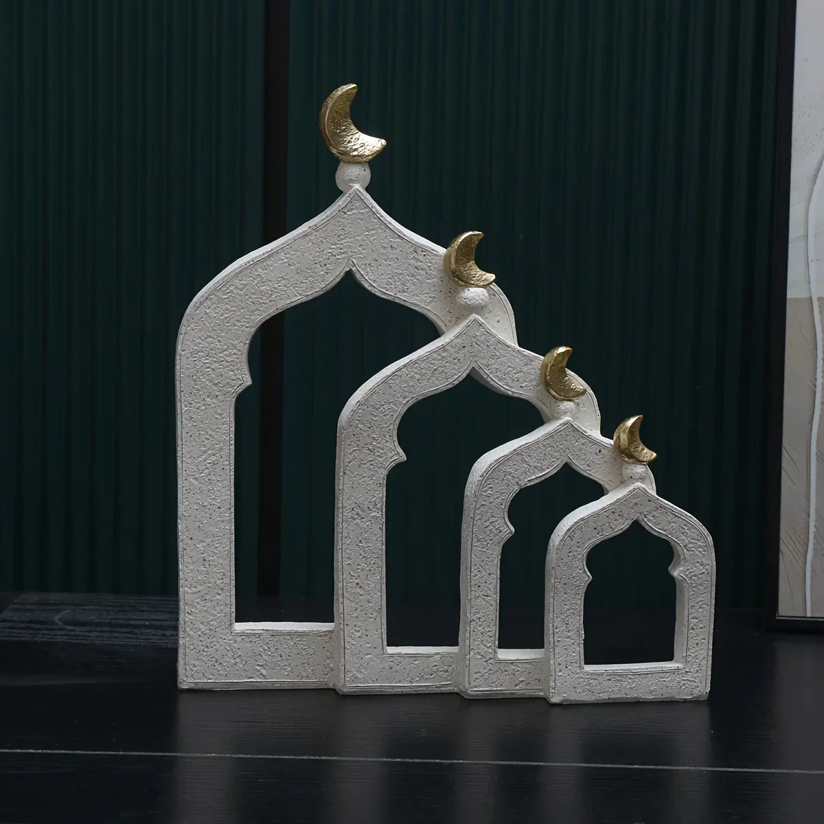 1pc Islamic Middle Eastern Architectural Ornament - Ramadan & Eid al-Fitr Decoration, Hand-Like Resin Miniature Dome & Minaret for, Tabletop, Shelf - Arabic Calligraphy-Inspired Cultural Accent Piece (Compatible with Islamic House Of Avana