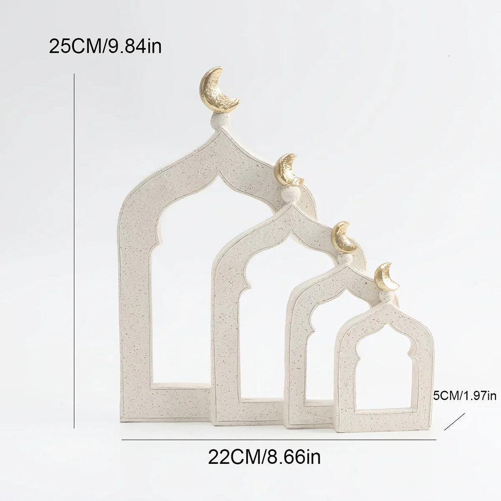 1pc Islamic Middle Eastern Architectural Ornament - Ramadan & Eid al-Fitr Decoration, Hand-Like Resin Miniature Dome & Minaret for, Tabletop, Shelf - Arabic Calligraphy-Inspired Cultural Accent Piece (Compatible with Islamic House Of Avana [[SKU:HOA-SCU-193]]