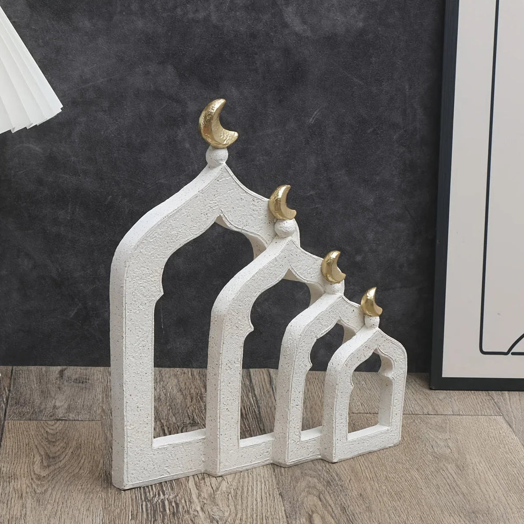 1pc Islamic Middle Eastern Architectural Ornament - Ramadan & Eid al-Fitr Decoration, Hand-Like Resin Miniature Dome & Minaret for, Tabletop, Shelf - Arabic Calligraphy-Inspired Cultural Accent Piece (Compatible with Islamic House Of Avana [[SKU:HOA-SCU-193]]