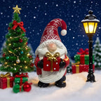 Heart-Shaped Gnome Figurine - Resin Christmas Decoration with Red & White Gnomes, Black Outstretched Arms & White Beard - Indoor/Outdoor Holiday Decor, Tabletop Centerpiece, Cottage-Style Ornament (No Feathers/Snow/Laser) House Of Avana [[SKU:HOA-SCU-241]]