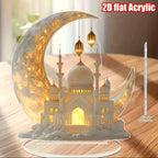 Acrylic Ramadan Crescent Moon Plaque with Islamic Design - House Of Avana [[SKU:HOA-WAL-069]]