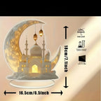 Acrylic Ramadan Crescent Moon Plaque with Islamic Design - House Of Avana [[SKU:HOA-WAL-069]]