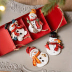 4pcs Festive Resin Santa and Snowman Ornaments - Red and Golden Decorations, Perfect for Holiday Party Decorations, Christmas Tree Ornaments, Plastic, No Electricity Needed, Christmas Decorations, Christmas Tree Decoration, C House Of Avana [[SKU:HOA-SCU-240]]