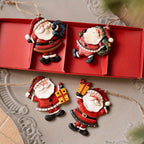 4pcs Festive Resin Santa and Snowman Ornaments - Red and Golden Decorations, Perfect for Holiday Party Decorations, Christmas Tree Ornaments, Plastic, No Electricity Needed, Christmas Decorations, Christmas Tree Decoration, C House Of Avana [[SKU:HOA-SCU-240]]