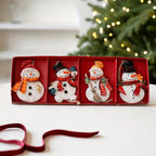4pcs Festive Resin Santa and Snowman Ornaments - Red and Golden Decorations, Perfect for Holiday Party Decorations, Christmas Tree Ornaments, Plastic, No Electricity Needed, Christmas Decorations, Christmas Tree Decoration, C House Of Avana [[SKU:HOA-SCU-240]]