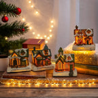4pcs of Christmas Decorations Resin Small House Micro Landscape Christmas Creative Luminous Small House New Year Gifts Christmas Gifts Desktop Decoration Small Ornaments The Best Gift for Friends And Family House Of Avana [[SKU:HOA-SCU-221]]