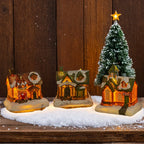 4pcs of Christmas Decorations Resin Small House Micro Landscape Christmas Creative Luminous Small House New Year Gifts Christmas Gifts Desktop Decoration Small Ornaments The Best Gift for Friends And Family House Of Avana