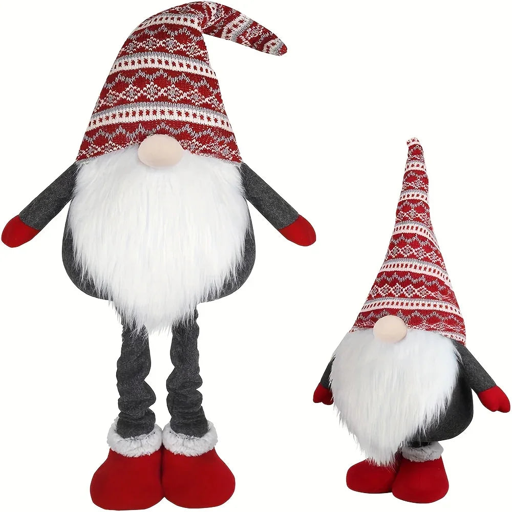 D-FantiX Extra Large 40" Standing Christmas Gnome - Scandinavian Tomte/Nisse Decoration with Retractable Spring Legs, Heavy-Duty Weighted Base, Red & Gray Nordic Colors - Indoor/Outdoor Holiday Decor for Home, Garden, or Gift House Of Avana [[SKU:HOA-SCU-202]]