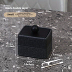 [Elegant Resin Box] Elegant Double-Layer Resin Storage Box | Cream Yellow, Square Design with Vertical Stripes, Black Round Handle - Ideal for Living Room, High-End Dining, Kitchen, Banquets, Hotels, BBQs, Valentine's Day, Mo House Of Avana
