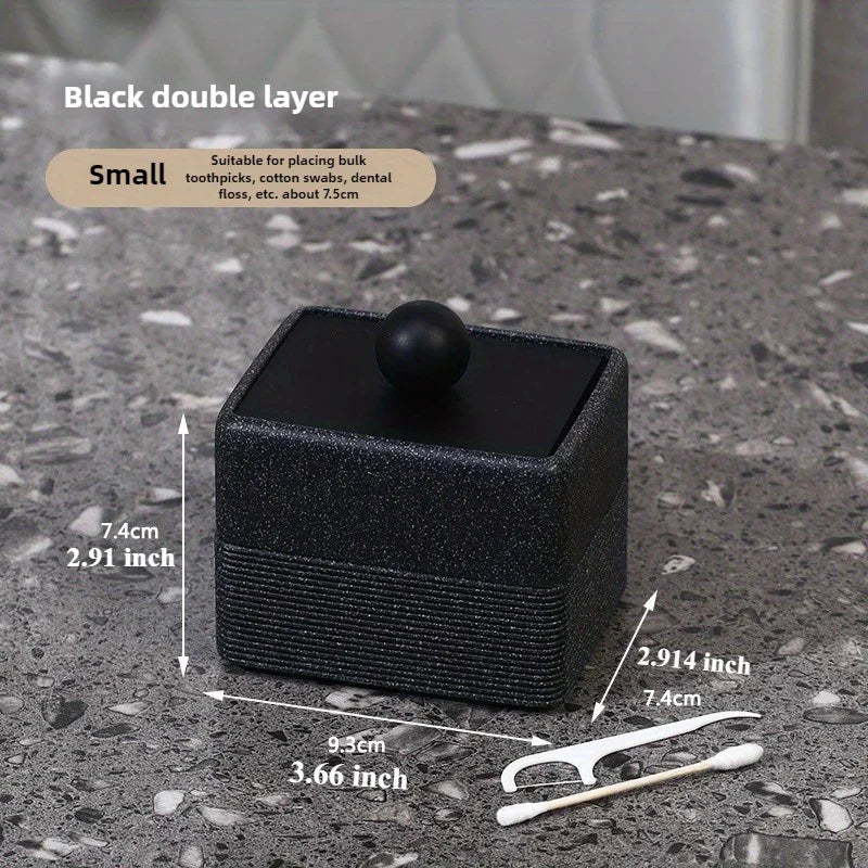 [Elegant Resin Box] Elegant Double-Layer Resin Storage Box | Cream Yellow, Square Design with Vertical Stripes, Black Round Handle - Ideal for Living Room, High-End Dining, Kitchen, Banquets, Hotels, BBQs, Valentine's Day, Mo House Of Avana