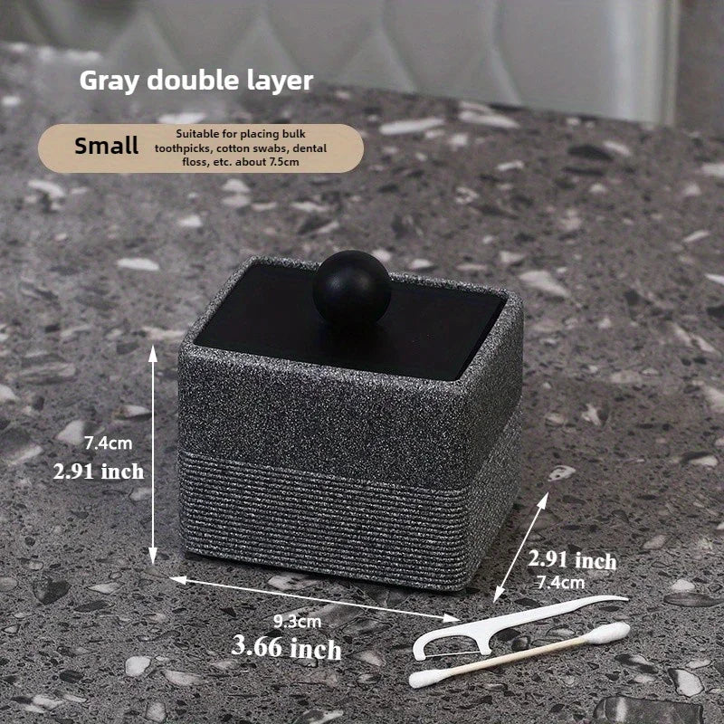 [Elegant Resin Box] Elegant Double-Layer Resin Storage Box | Cream Yellow, Square Design with Vertical Stripes, Black Round Handle - Ideal for Living Room, High-End Dining, Kitchen, Banquets, Hotels, BBQs, Valentine's Day, Mo House Of Avana