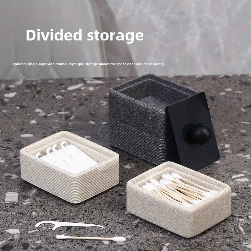 [Elegant Resin Box] Elegant Double-Layer Resin Storage Box | Cream Yellow, Square Design with Vertical Stripes, Black Round Handle - Ideal for Living Room, High-End Dining, Kitchen, Banquets, Hotels, BBQs, Valentine's Day, Mo House Of Avana