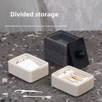 [Elegant Resin Box] Elegant Double-Layer Resin Storage Box | Cream Yellow, Square Design with Vertical Stripes, Black Round Handle - Ideal for Living Room, High-End Dining, Kitchen, Banquets, Hotels, BBQs, Valentine's Day, Mo House Of Avana