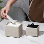 [Elegant Resin Box] Elegant Double-Layer Resin Storage Box | Cream Yellow, Square Design with Vertical Stripes, Black Round Handle - Ideal for Living Room, High-End Dining, Kitchen, Banquets, Hotels, BBQs, Valentine's Day, Mo House Of Avana