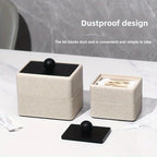 [Elegant Resin Box] Elegant Double-Layer Resin Storage Box | Cream Yellow, Square Design with Vertical Stripes, Black Round Handle - Ideal for Living Room, High-End Dining, Kitchen, Banquets, Hotels, BBQs, Valentine's Day, Mo House Of Avana