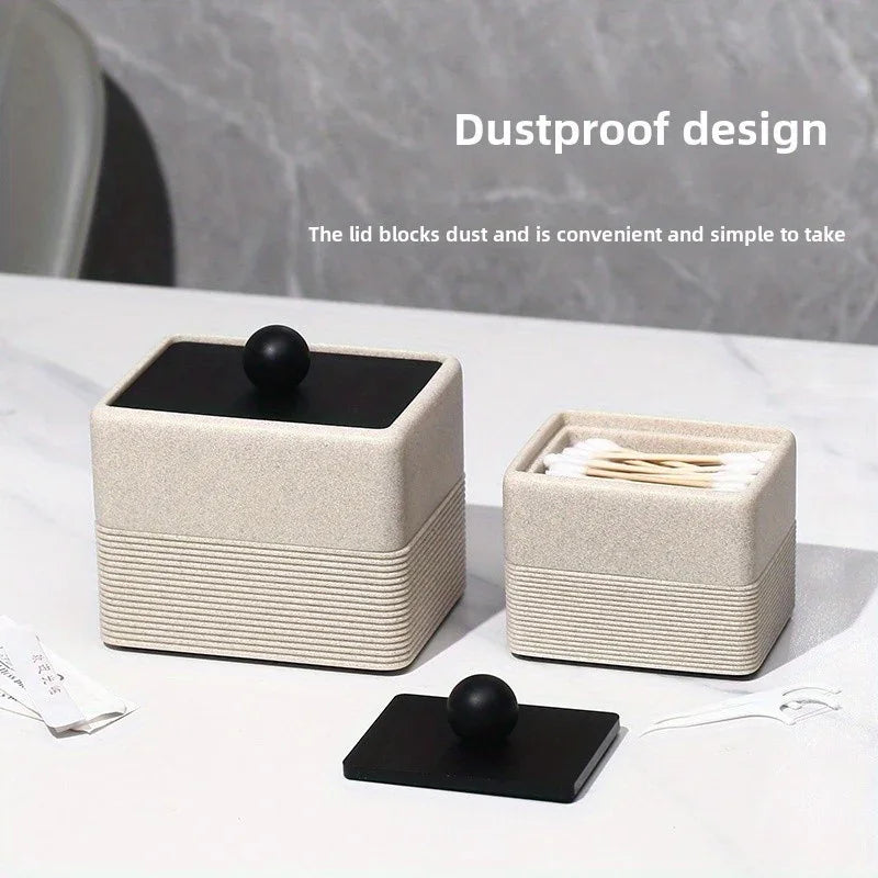 [Elegant Resin Box] Elegant Double-Layer Resin Storage Box | Cream Yellow, Square Design with Vertical Stripes, Black Round Handle - Ideal for Living Room, High-End Dining, Kitchen, Banquets, Hotels, BBQs, Valentine's Day, Mo House Of Avana