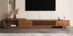 Retractable Grid TV Cabinet Walnut 198.12-261.62 cm Extension Modern Living Room Furniture with 2 Drawers 2 Storage, Home Entertainment Unit, Media Console, Stylish Cabinet, Sleek Furniture, Durable Hardwood, Sturdy Build, Sp House Of Avana