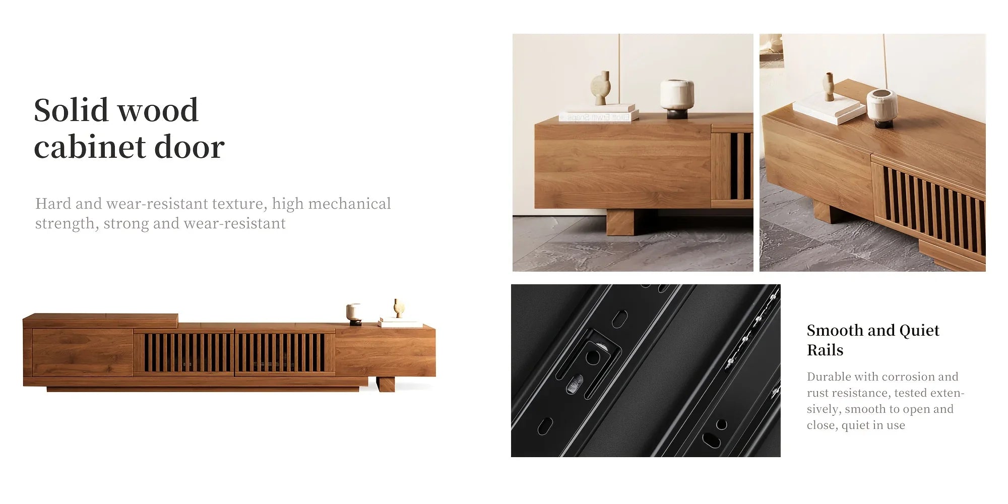 Retractable Grid TV Cabinet Walnut 198.12-261.62 cm Extension Modern Living Room Furniture with 2 Drawers 2 Storage, Home Entertainment Unit, Media Console, Stylish Cabinet, Sleek Furniture, Durable Hardwood, Sturdy Build, Sp House Of Avana