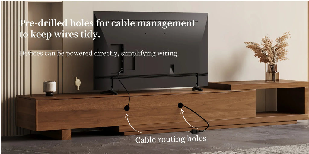 Retractable Grid TV Cabinet Walnut 198.12-261.62 cm Extension Modern Living Room Furniture with 2 Drawers 2 Storage, Home Entertainment Unit, Media Console, Stylish Cabinet, Sleek Furniture, Durable Hardwood, Sturdy Build, Sp House Of Avana