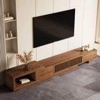 Retractable Grid TV Cabinet Walnut 198.12-261.62 cm Extension Modern Living Room Furniture with 2 Drawers 2 Storage, Home Entertainment Unit, Media Console, Stylish Cabinet, Sleek Furniture, Durable Hardwood, Sturdy Build, Sp House Of Avana