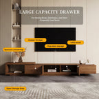 Retractable Grid TV Cabinet Walnut 198.12-261.62 cm Extension Modern Living Room Furniture with 2 Drawers 2 Storage, Home Entertainment Unit, Media Console, Stylish Cabinet, Sleek Furniture, Durable Hardwood, Sturdy Build, Sp House Of Avana