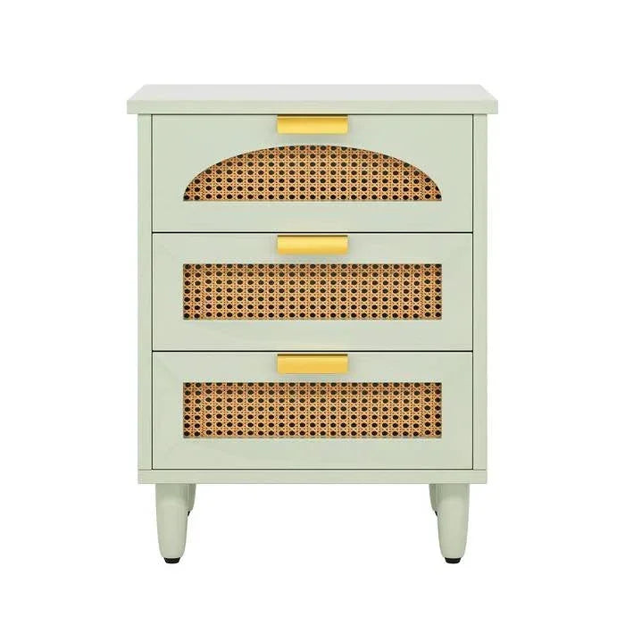 Retro Mid-Century Modern 3 Drawer Bedside Table Nightstand in Mint Green