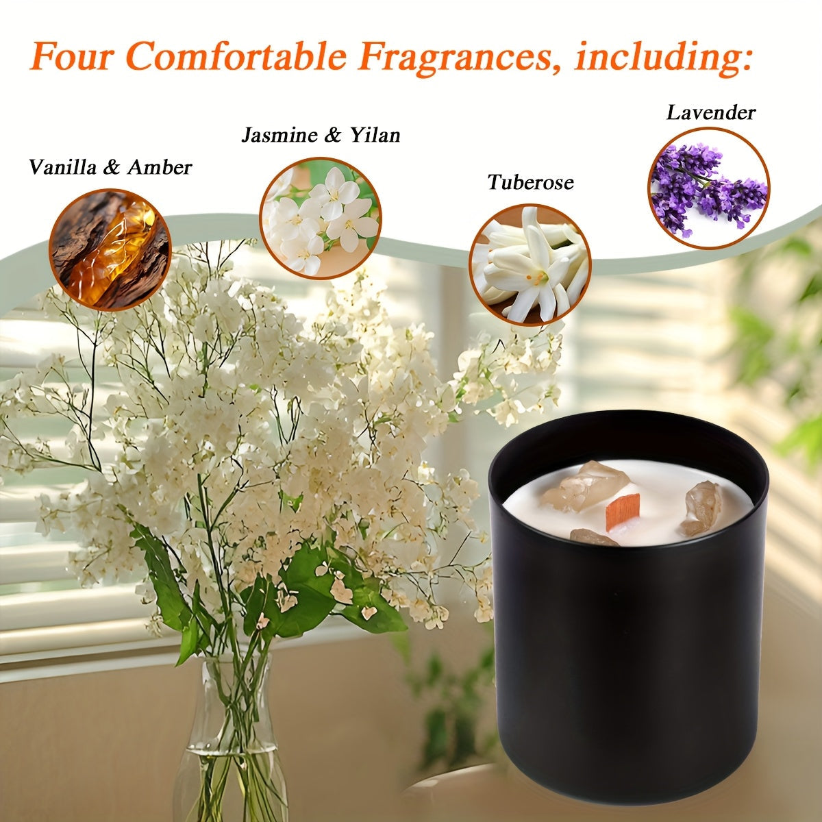 8pcs Gift Set, 44Oz, 4 Scented Candles+4 Silicone Pads, Long Lasting Crystal Candles Gift Set for Women, Lavender + Vanilla + Jasmine + Tuberose Scents, Gift to Wife, Sisters, Mom, Nurse, Employee, Mother'S Day Gift, Birthday House Of Avana