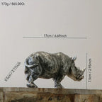 [Top-Rated] Vintage Silvery Rhino Figurine - Creative Resin Animal Sculpture for TV Stand & Home Decor - House Of Avana