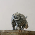 [Top-Rated] Vintage Silvery Rhino Figurine - Creative Resin Animal Sculpture for TV Stand & Home Decor - House Of Avana