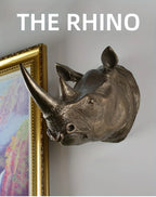 Resin Rhino Head Wall Hanging Decorative Figurine, angled view - House Of Avana