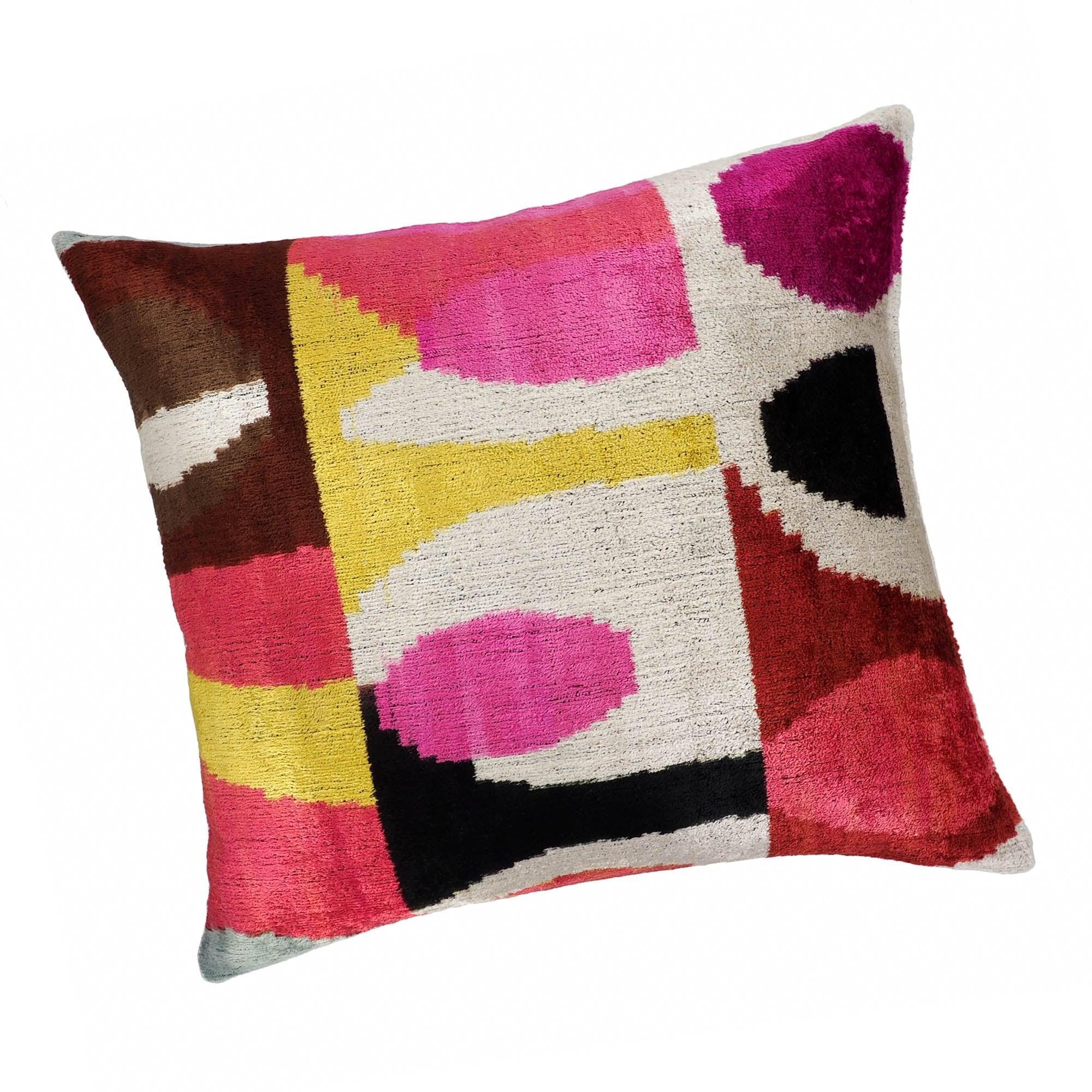 Rio Rio Silk Velvet Ikat Throw Pillow Cover X 20, back view - House Of Avana
