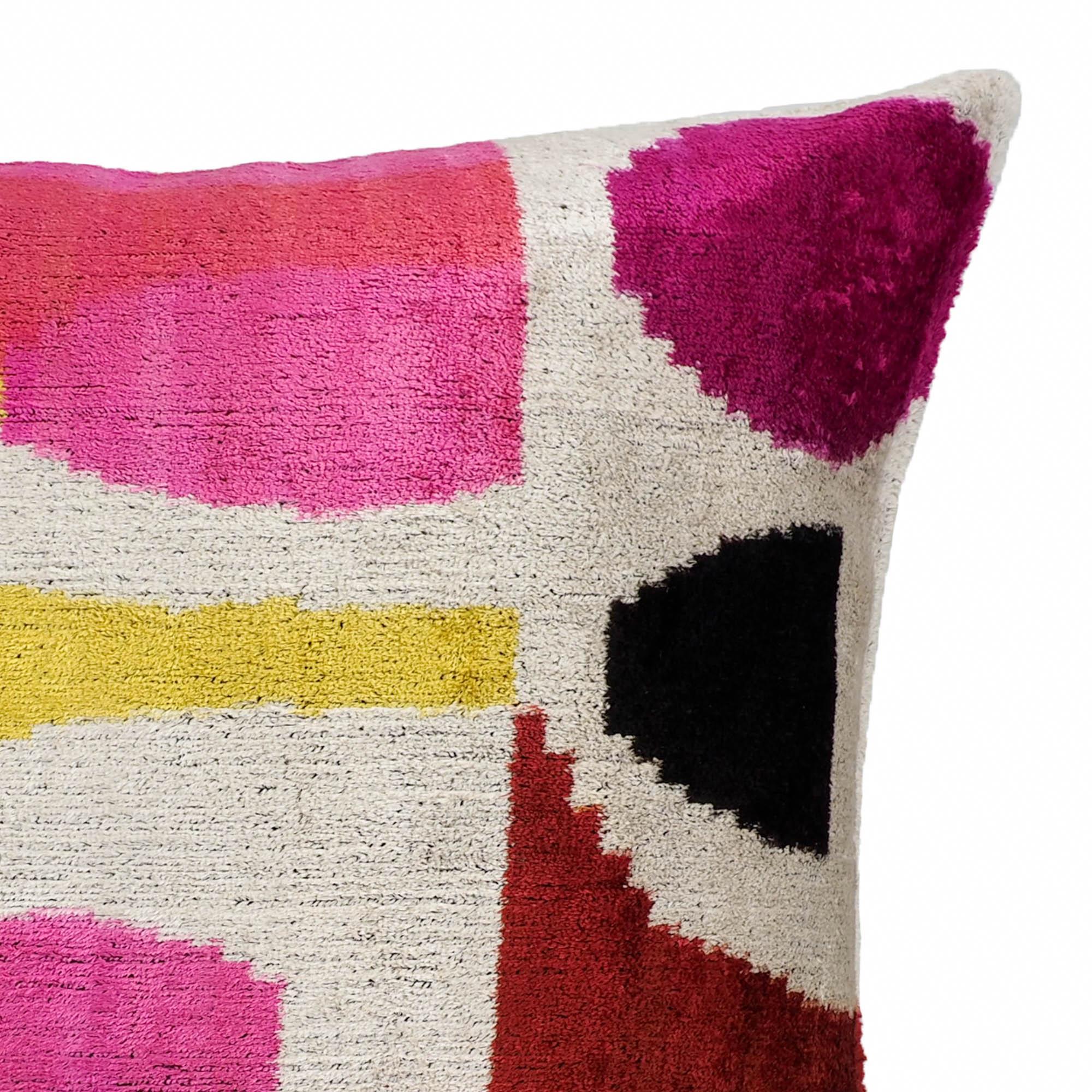 Rio Rio Silk Velvet Ikat Throw Pillow Cover X 20, side view - House Of Avana