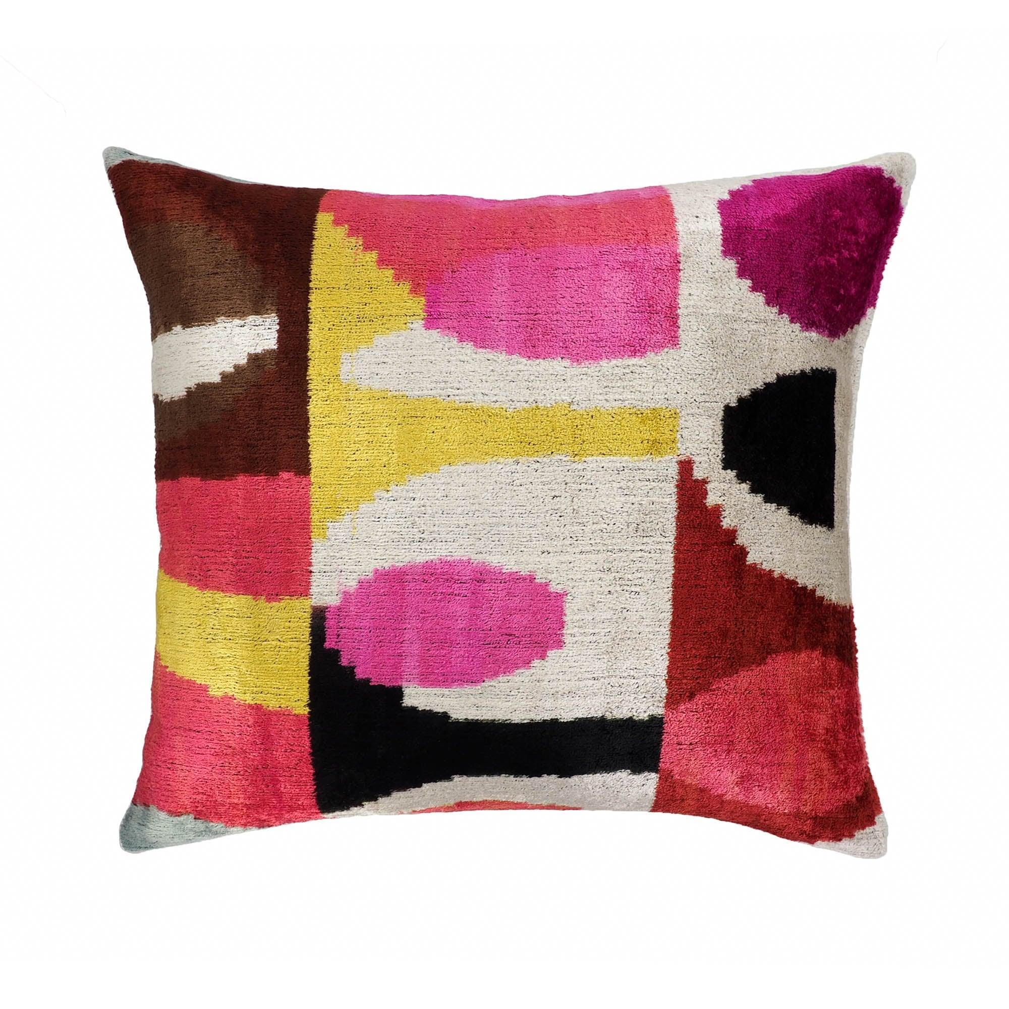 Rio Rio Silk Velvet Ikat Throw Pillow Cover X 20, front view - House Of Avana