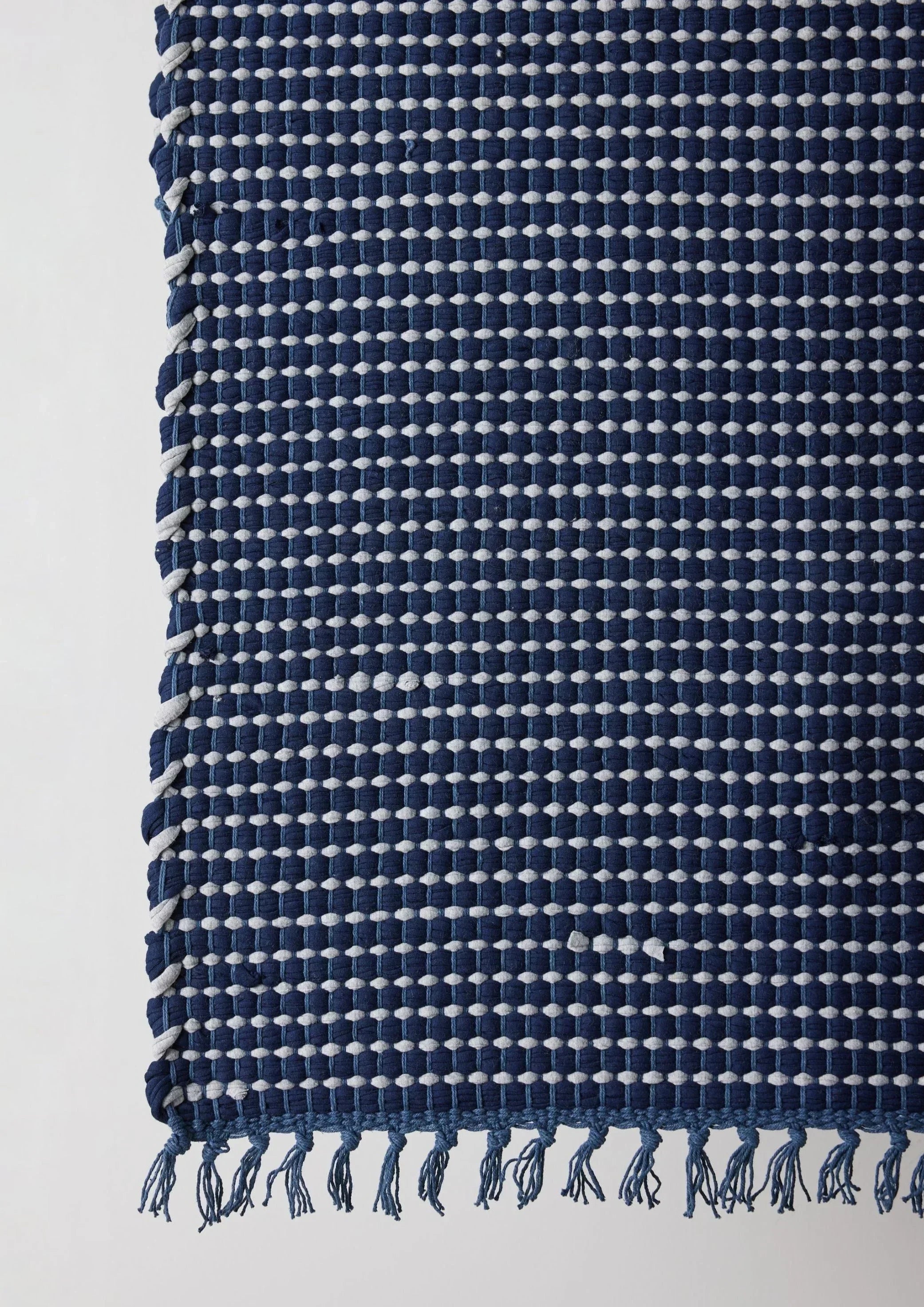 Riverweave Navy Blue Hand-Loomed Cotton Mat Kanju Interiors