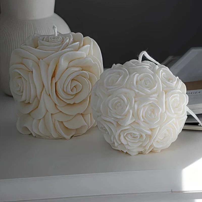 1pc White Soy Wax Rose Flower Candle - Long-Lasting 20H Scented Wax, Vintage Home Decor for Christmas & Mother'S Day Gifts, Elegant Holiday Party Accessory (5x6cm), Candle Decor, Best for Christmas House Of Avana