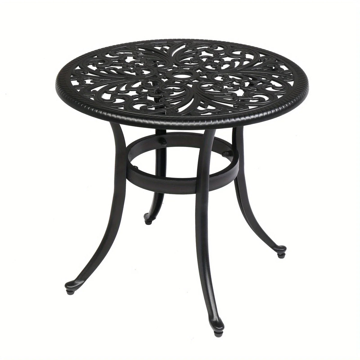 23.6" Round Cast Aluminum Patio Side Table - Antique Black Weather-resistant Outdoor Bistro Table with... - House Of Avana [[SKU:HOA-GFR-003]]