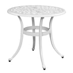 23.6" Round Cast Aluminum Patio Side Table - Antique Black Weather-resistant Outdoor Bistro Table with... - House Of Avana