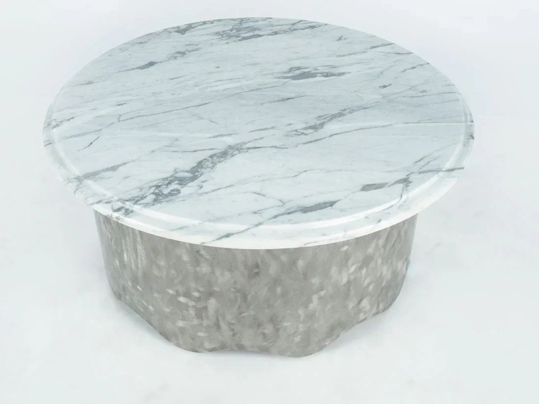 Round Marble Table with Wave Base Enrico Bartolini
